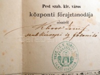 1871 Pest központi főrajztanoda bizonyítvány ezüstműves részére